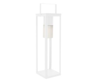 Бял стоманен соларен фенер 20x20x75 см