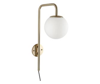 Set od 2 Delphine zlatne metalne i bijele staklene zidne svjetiljke 17x30x50 cm