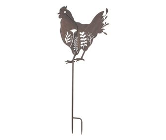 Vrtni ukras Smeđa metalna kokoš 47x2x124 cm