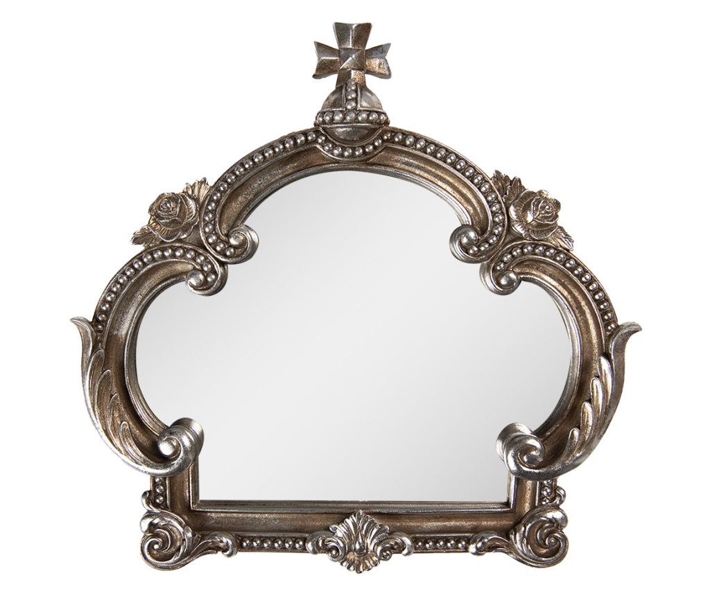 Silver Polyresin Wall Mirror 30x3x30 cm