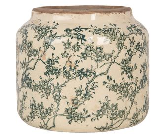 Zielono-Beżowa Ceramiczna Doniczka 18x16 cm