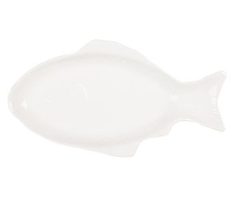 Fehér kerámia tálca Hal 27x14x3 cm, 125 ml