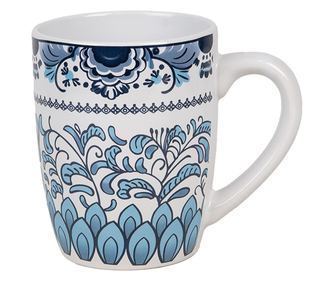 Set od 6 bijelih i plavih keramičkih šalica 12x8x10 cm, 300 ml