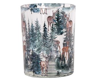 2 darabos karácsonyi üveg gyertyatartó szett, 7x8 cm, 10x13 cm