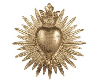 Zlatá polyresinová nástěnná dekorace srdce 25x3 cm