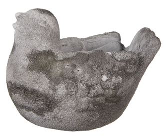 Sivi kameni lonac za cvijeće s pticom 18x12x13 cm