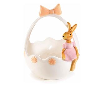 Uskrsna keramička ukrasna košara 16.5x14.5x20 cm