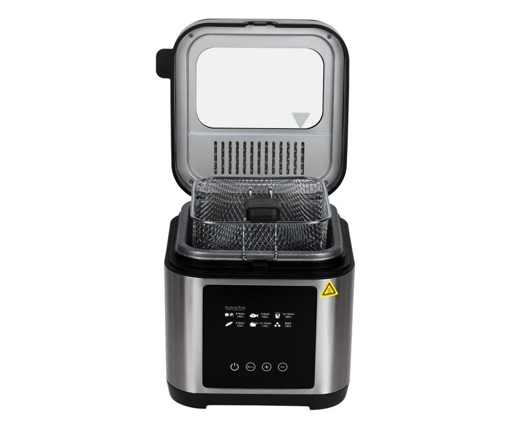Elite EDF-1103 Fryer, 1200W, 2.5 L, 190C, Lid with Viewing Window, Anti-odor Filter, Digital Control, Black/Silver