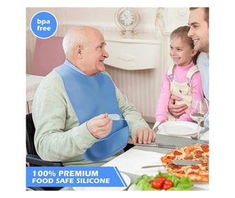 Baveta Reglabila pentru Adulti din Silicon – Reutilizabila, Confortabila si Eleganta, Culoare Albastru, MyStyle®