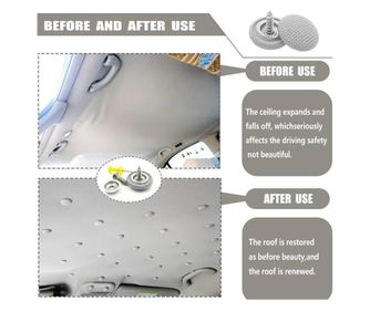 Set Profesional 30 Capse Tapitate, 30 Ace Fixare plafon, Instrument de masurare si Surubelnita pentru Reparatia Plafonului Auto
