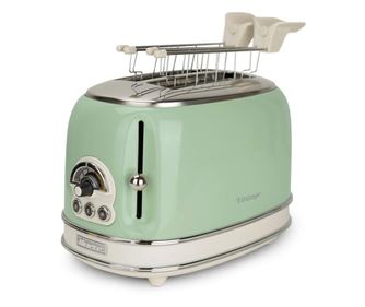 Kenyérpirító Ariete VINTAGE 0155/04, 810 W, 2 szelet, 3 funkció, 6 szint, Kivehető morzsatálca, Zöld