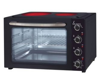 Готварска печка с керамичен плот Oliver Voltz OV51441E45, 4300 W, 45L, 90-230C, Вентилатор, Осветление, Черен