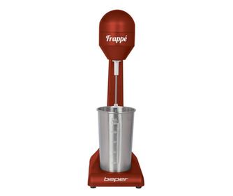 Фрапе миксер Beper BP.690, 100W, 500 мл, 2 скорости, Иноксова бъркалка, Червен/инокс