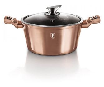 Oala marmorata cu capac 30 cm Rose Gold Berlinger Haus BH 6194
