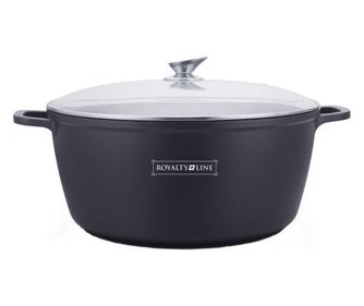 Κατσαρόλα μαρμάρινη με καπάκι, 14 L, 36 cm, αντικολλητική, εύκολος καθαρισμός, Royalty Line RL BS36M