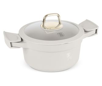 Oala cu capac si manere de silicon detasabile 20 cm, 2,8L Sahara Berlinger Haus BH 7786, antiaderenta, crem