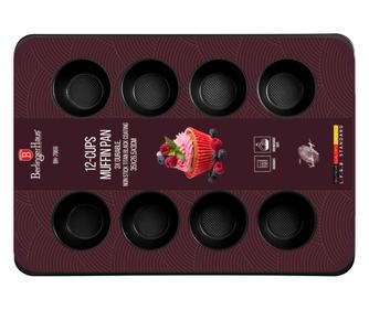 Тава за мъфини 12 форми Burgundy Metallic Line Berlinger Haus BH 7866, незалепващо, червен металик