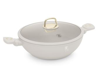Wok cu capac 30 cm Sahara Berlinger Haus BH 8065, strat antiaderent, crem