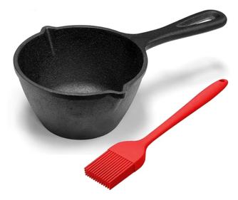 BBQ szósz edény szilikon ecsettel 12*6,5 cm, 0,5L, öntöttvas, Perfect Home 16646