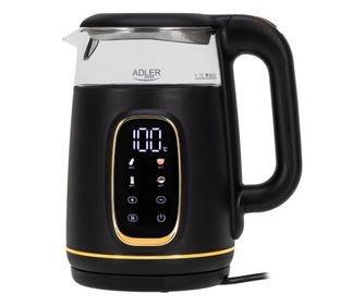 Електрическа кана Adler AD 1305, 1850/2200 W, 1.7 л, Сензорен контрол, Цветен LCD дисплей, Пет температурни настройки 40-100°C,