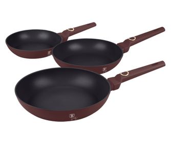 Set od 3 tave Leonardo Collection Berlinger Haus BH 8048, neprianjajuće, titanski premaz, mat bordo boja