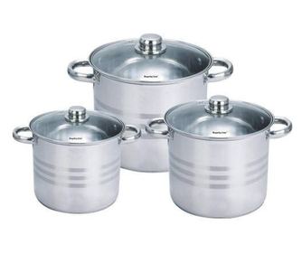 Sada 3 nerezových hrnců s poklicí, 11,1 litrů, 13,5 litrů, 16,2 litrů - Royalty Line RL-SP4