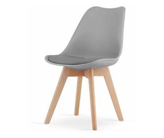 Mercaton Grosseto Szék, Skandináv Stílusú Fa Lábakkal, PP Ülés és Műbőr Párna, Max 120 Kg, 49 x 45 x 82 cm