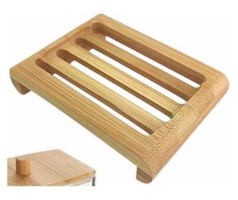 Set od 2 komada od bambusa, kutija za pohranu vate i protuklizna posuda za sapun s drenažom, smeđa