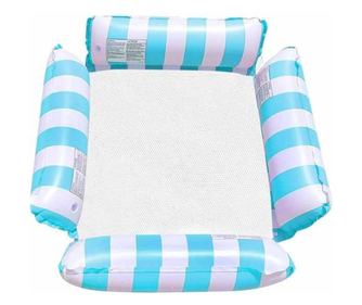 Fotoliu Gonflabil Mercaton, Pentru Piscina sau la Plaja, Maxim 180 Kg, 100 cm x 100 cm, Alb cu Albastru Deschis