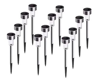 Lampa Solară Exterioară Set 12 BUC pentru Grădină Argintiu cu Negru 30 cm