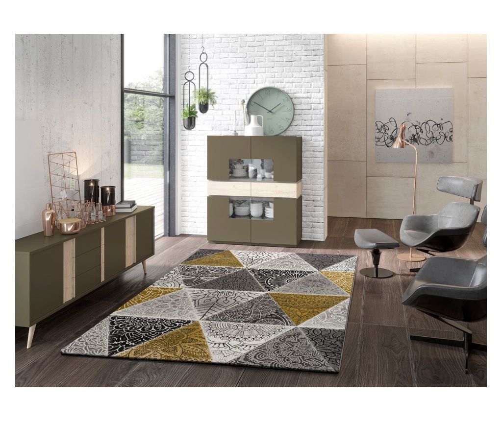 Covor geometric ATTICGO gri / galben AMY 22626, 120x170 cm