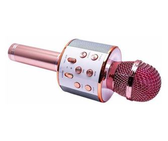 Microfon de jucarie pentru karaoke cu acumulator, compatibil cu iOS si Android WS-858, Roz Pal