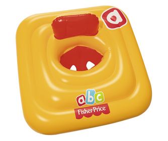 Colac gonflabil Soda Summer pentru bebelusi, 0-12 luni, cu scaun, spatar, patrat, galben, 69x69 cm + cadou popsocket S-Fresh Ori