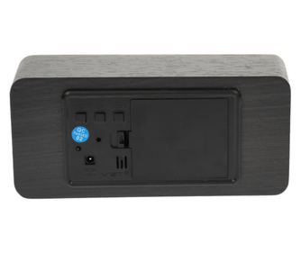 Ceas de birou, design lemn, temperatura , activare cu sunet, negru - VST862N