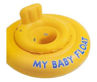 Colac cu sezut BabyFloat pentru beblusi, 9-12 luni, Galben/Albastru