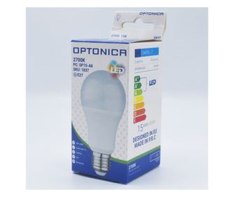 Bec LED opal 15W (90W), E27, 1320 lm, lumina calda (2700 K), Optonica