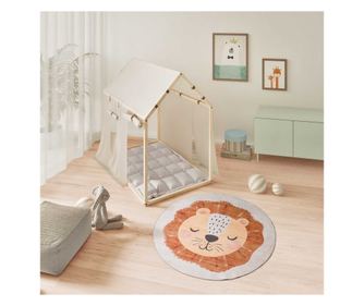 ATTICGO Covor rotund pentru copii cu leu ruginiu CANDY 20803, Ø120 cm