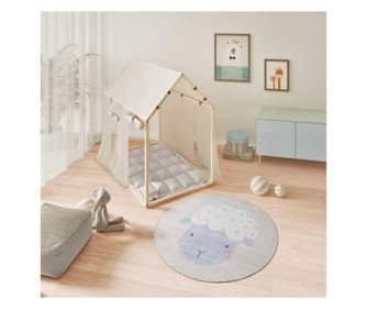 ATTICGO Covor rotund pentru copii cu oiță crem CANDY 24063, Ø120 cm