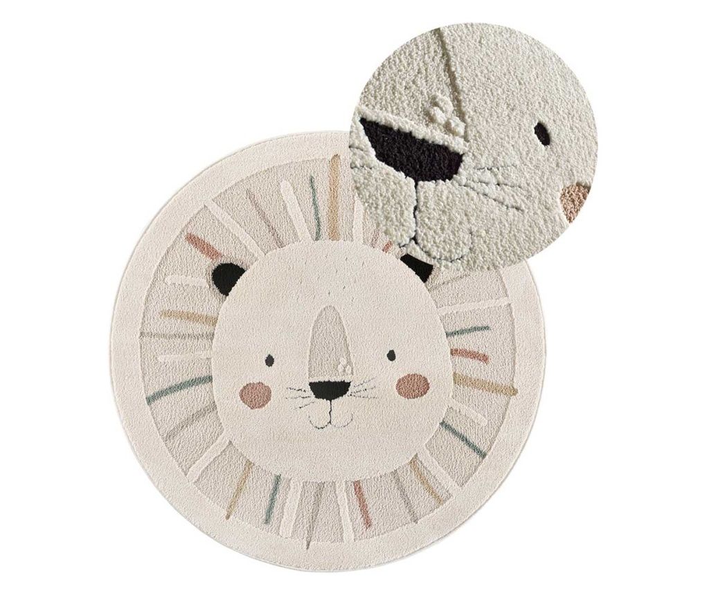 ATTICGO Children's round rug with lion multicolour CLOWN 2343, Ø120 cm