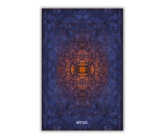 Modra in oranžna preproga 150x225 cm, svila in bombaž za dnevno sobo