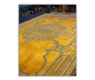 Žuti moderni tepih 150x225 cm od svile i pamuka za dnevni boravak