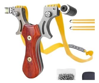 Set metalnih praćki s laserom i metalnim kuglicama 8 mm, 12 cm, bolobok, drvena ručka, smeđa, kofer uključen
