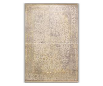 Μπεζ μπλε χαλί με vintage σχέδιο 120x180 εκ. μετάξι και βαμβάκι για σαλόνι