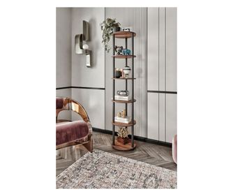 Könyvespolc 6 szintes kerek - dió