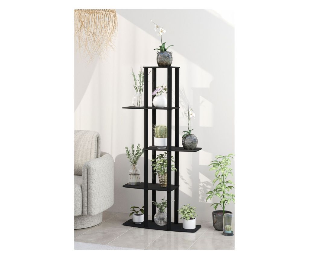 Suport pentru plante din lemn, negru