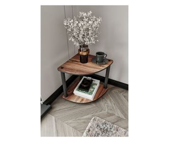 Pomožni stol Bookcase 2 nivoja, kotni - oreh