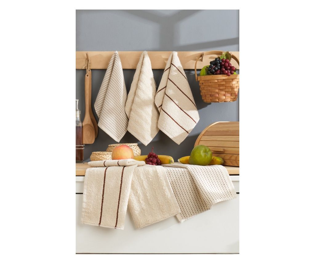 Set de prosoape de baie (6 bucăți), bej
