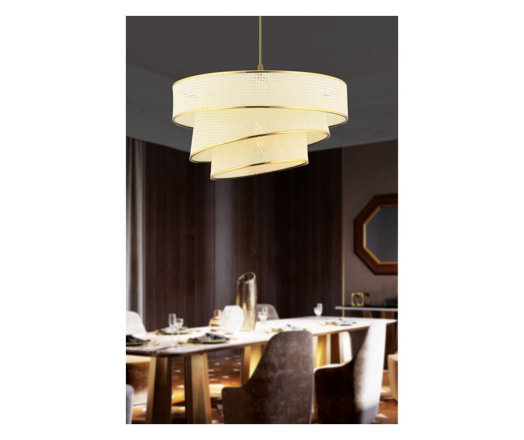 Chandelier, White, Gold 