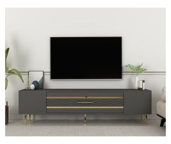 Szafka RTV niska Dekolp2 - antracyt, złoty