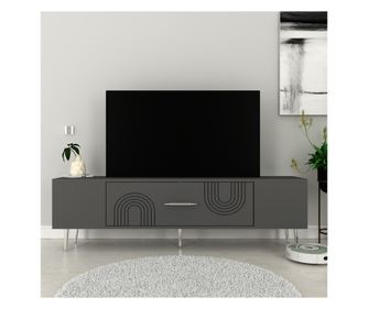 TV komoda nizka Dekol2 - antracit, srebrna
